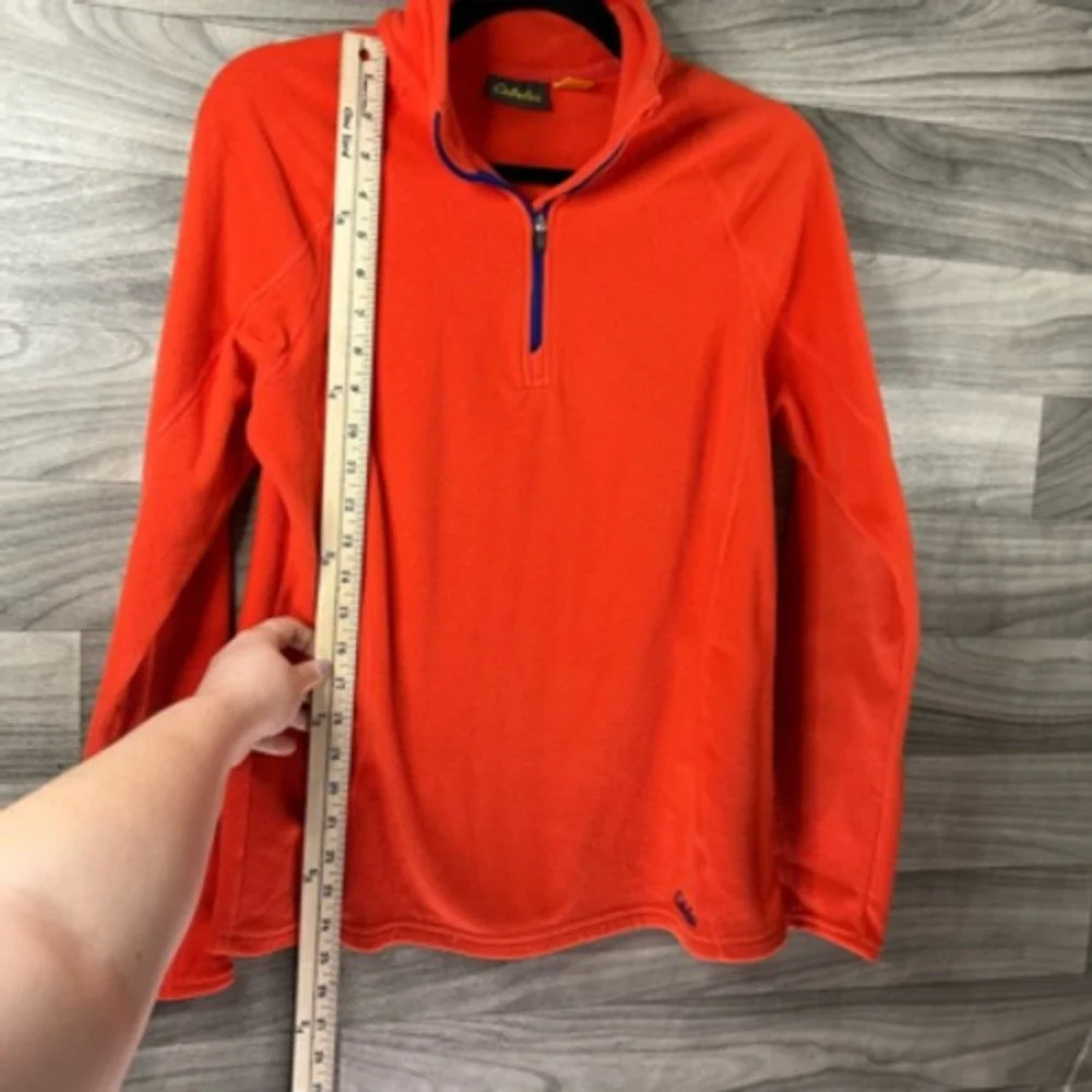 Cabelas Womens Fleece Jacket Solid Pink 1/4 Zip Mock Neck Pullover Long Sleeve S
